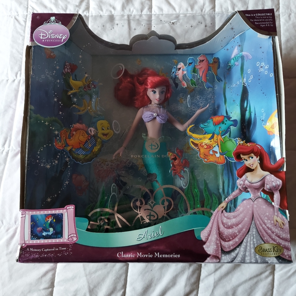 Vintage Disney Princess Brass Key Collectible Ariel Porcelain Doll Classic - Picture 2 of 4